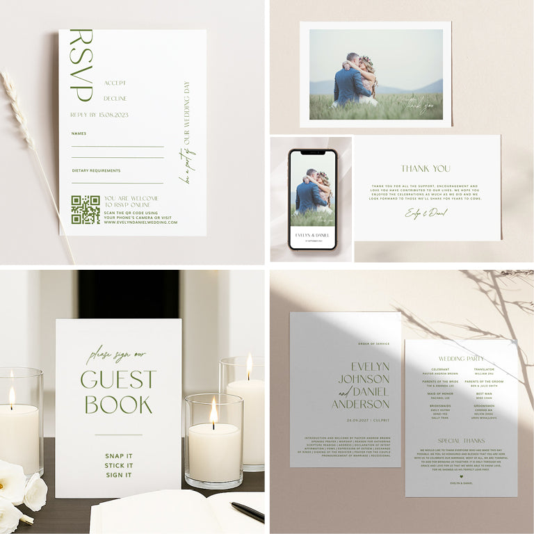 14 Minimal Wedding Invitation & Signage Templates
