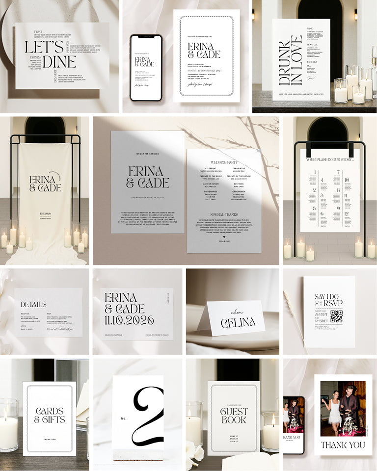 14 Modern Wedding Invitation & Signage Templates