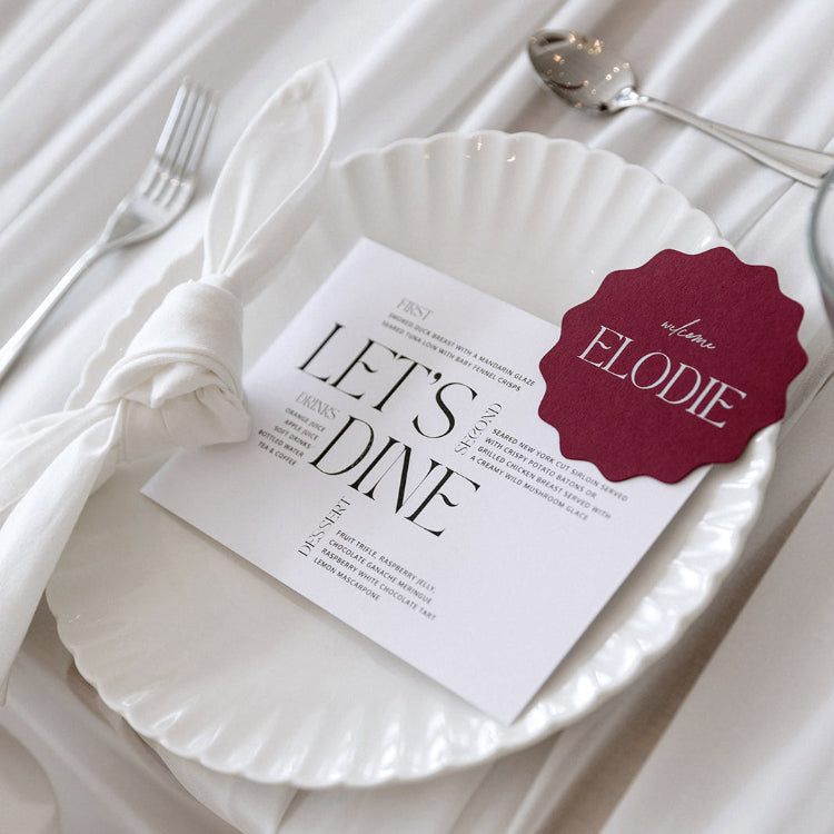 modern wedding menu and place cards