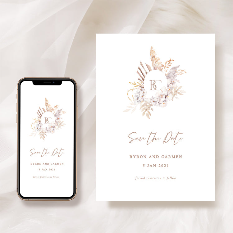 Boho Wedding Save The Date Card Template