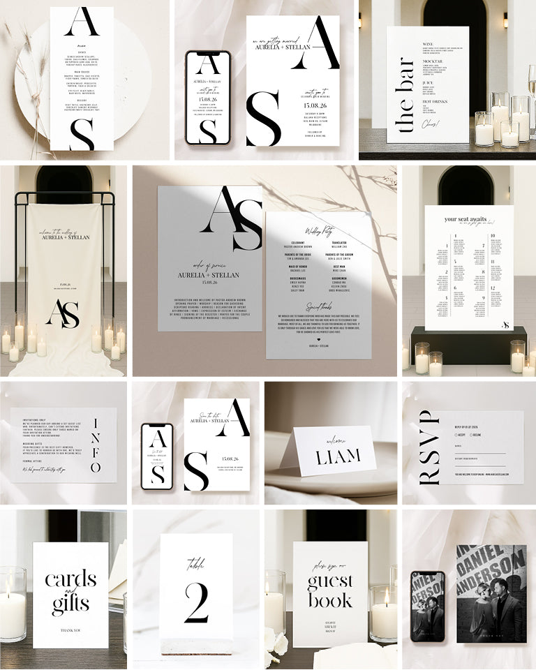 14 Bold Wedding Invitation & Signage Templates