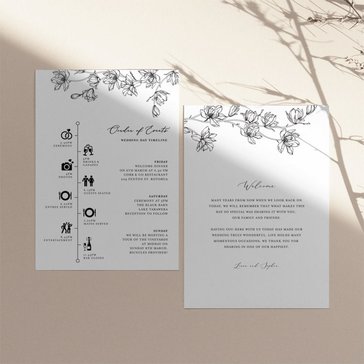 Magnolia Flower Wedding Order of Events Template