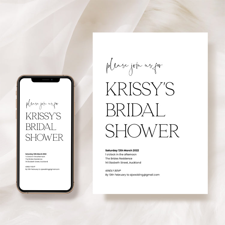 Modern Bridal Shower Invitation Template, AU