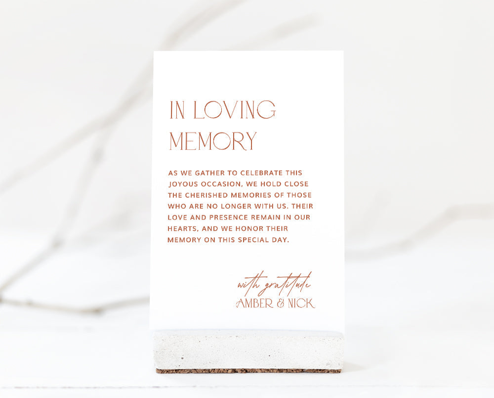 Modern In Loving Memory Wedding Sign Template