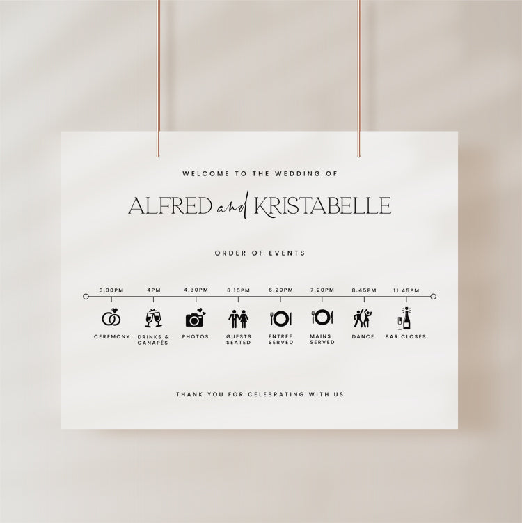 Modern Wedding Day Timeline Sign Template