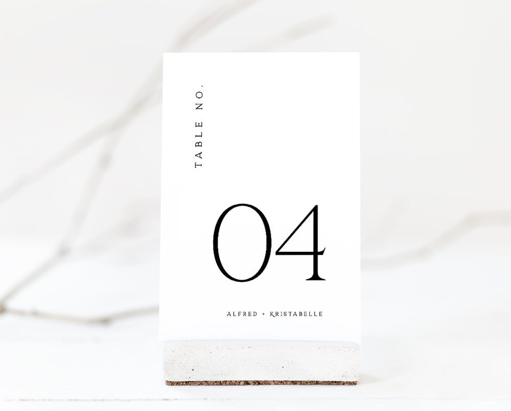Modern Wedding Table Number Card Template