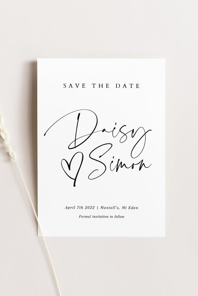 Black and White Wedding Save The Date Card Template