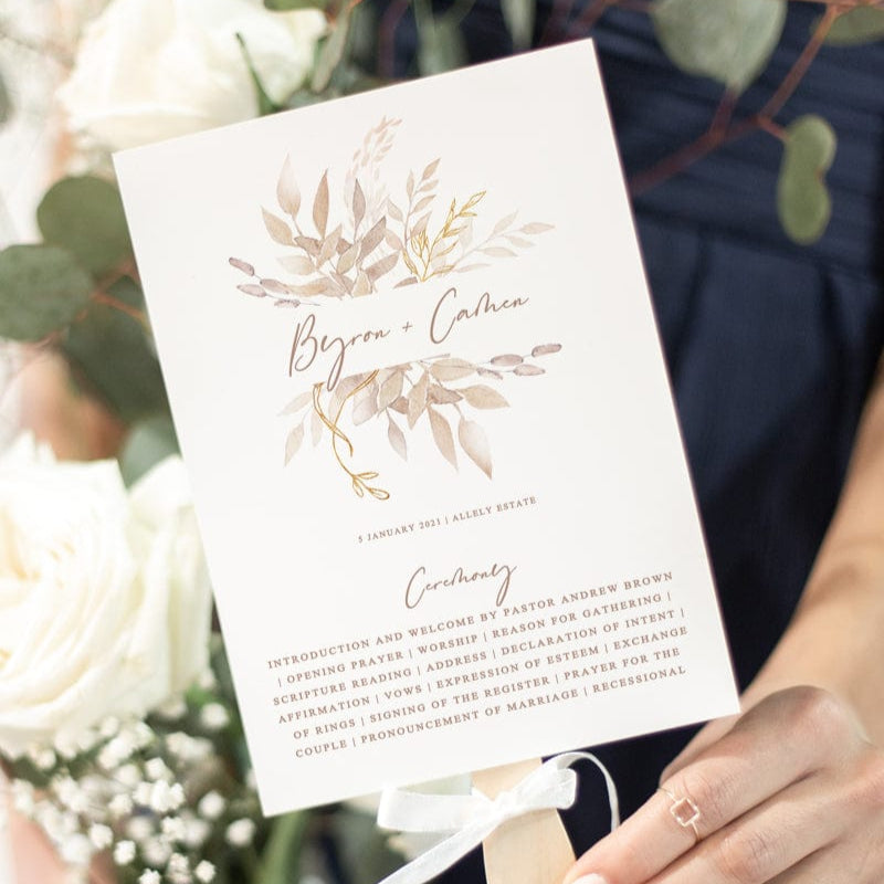 Boho Wedding Fan Program Template