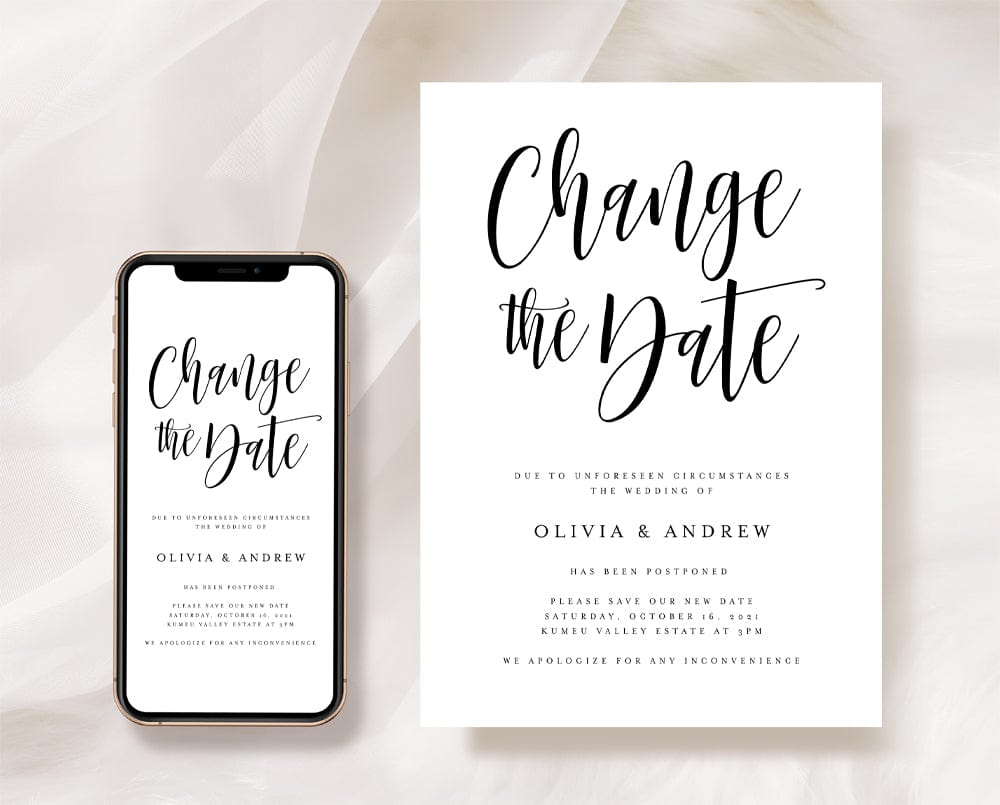 Change The Date Wedding Cards