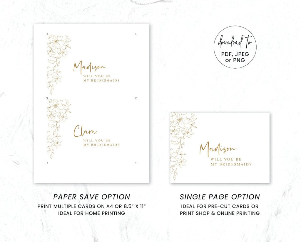 Floral Bridesmaid Proposal Card Template