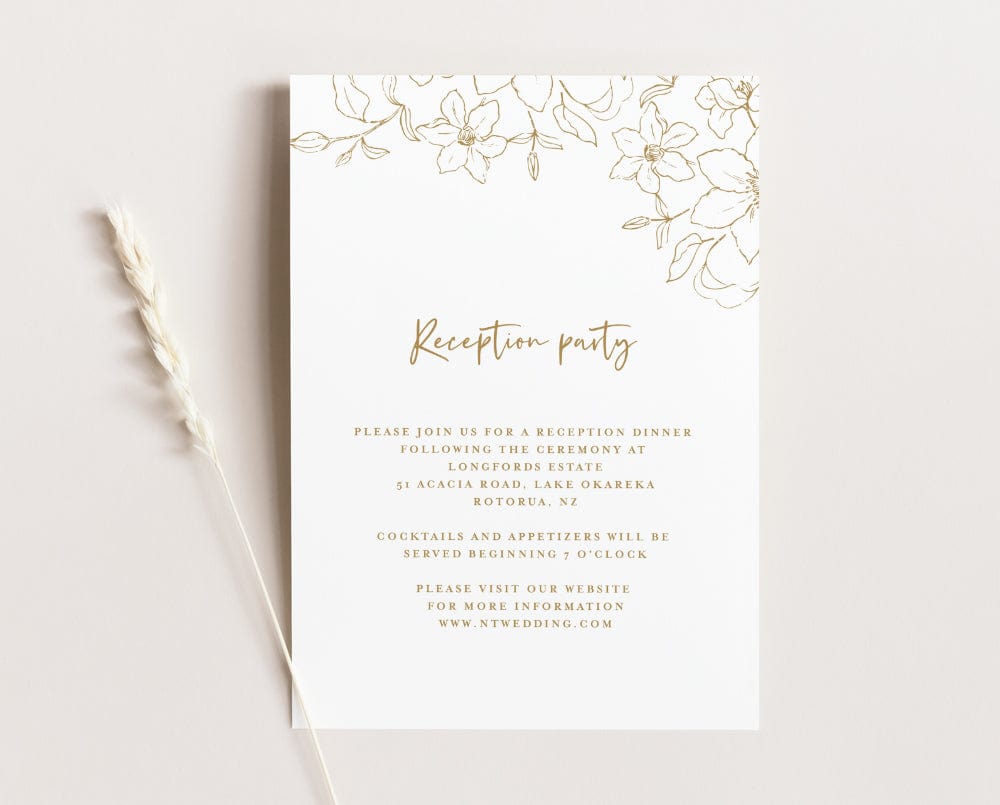 Floral Wedding Reception Invitation Card