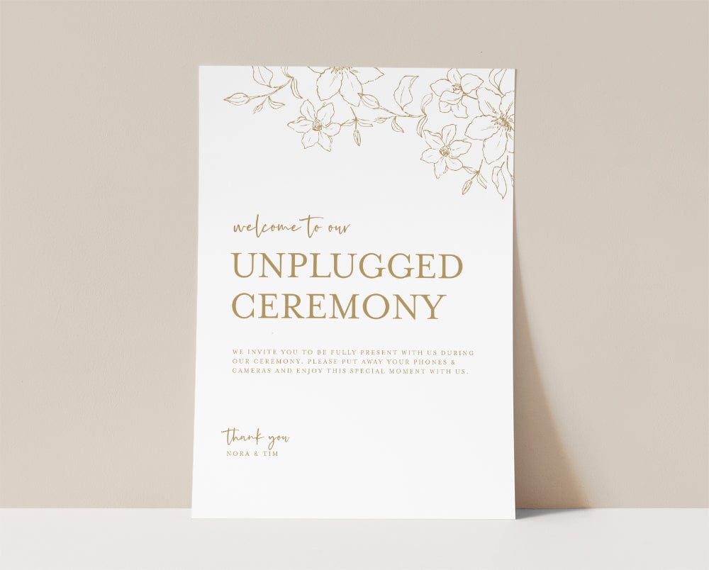 Floral Wedding Unplugged Ceremony Sign