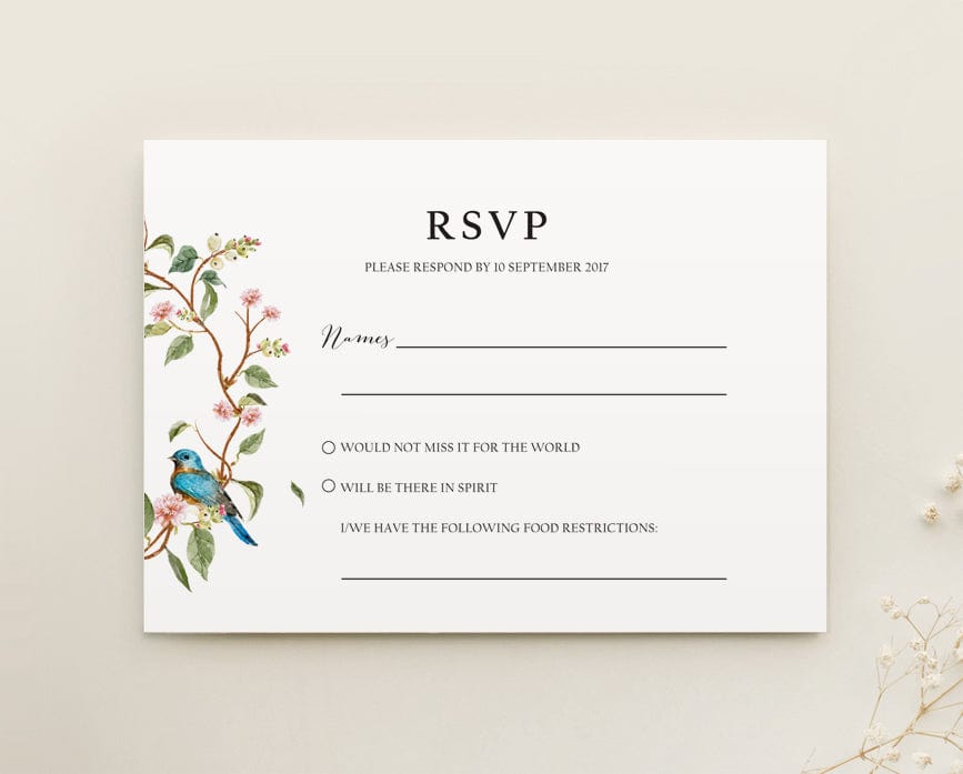 Floral Wreath Wedding RSVP Card Template