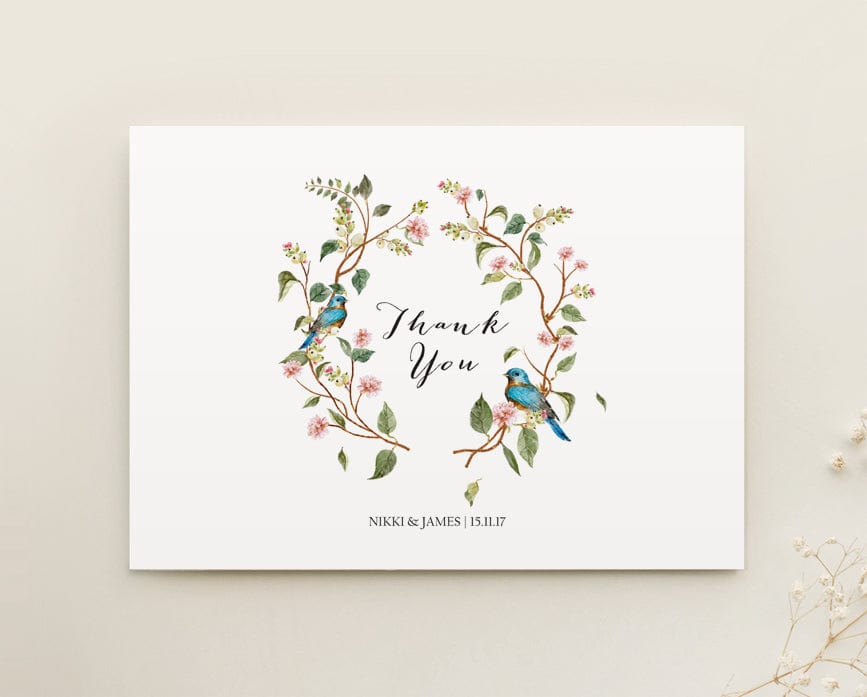 Floral Wreath Wedding Thank You Card Template