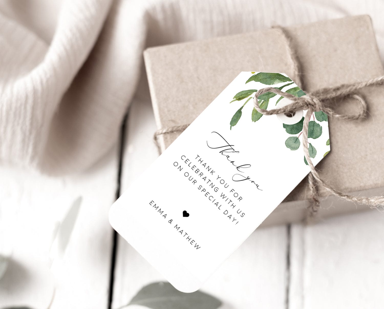 Greenery Wedding Favour Tag Template