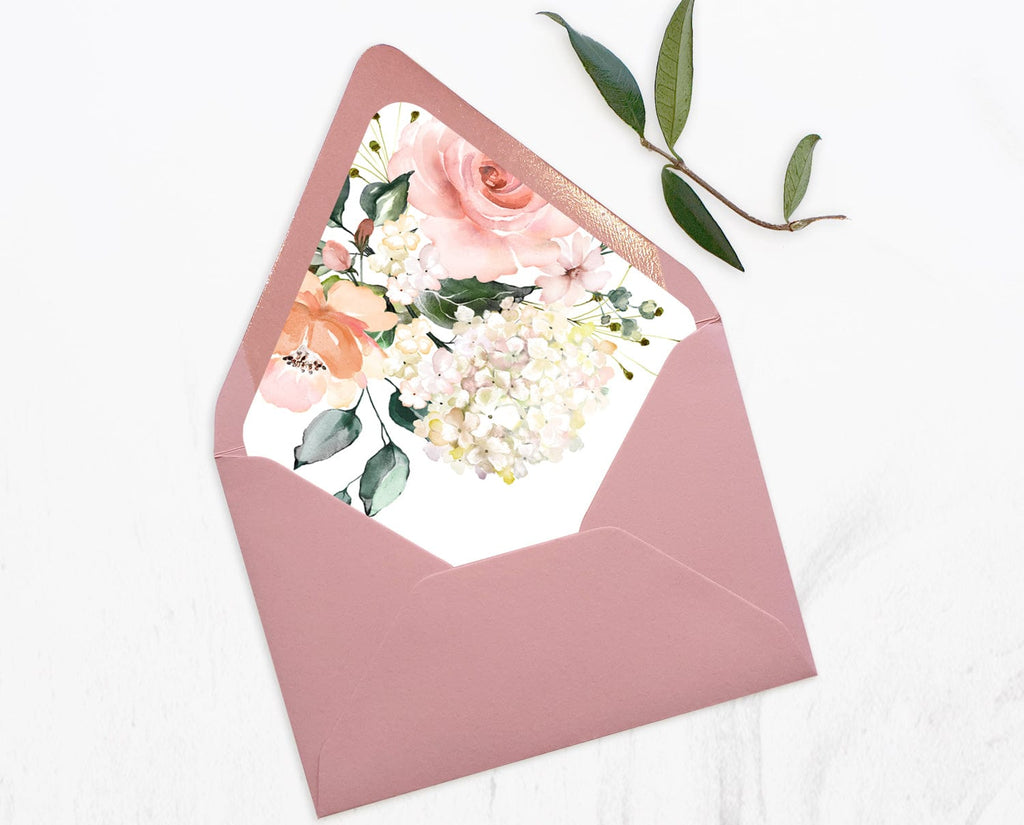 Hydrangea Wedding Envelope Liner Template