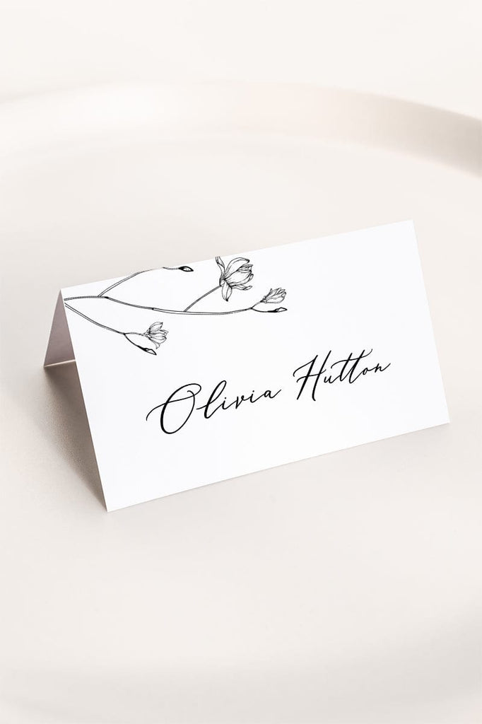 Magnolia Flower Wedding Name Card Template