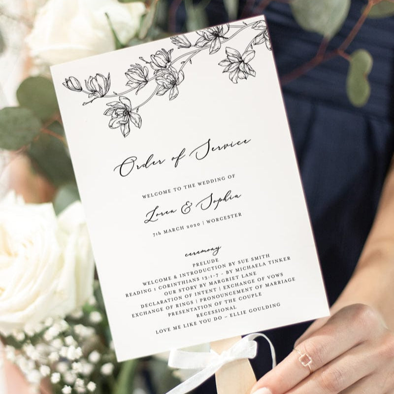 Magnolia Flower Wedding Order of Service Template