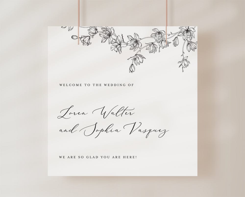 Magnolia Flower Wedding Welcome Sign Template