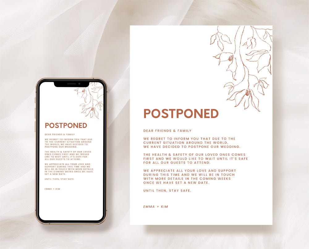 Minimal Wedding Postponement Card Template
