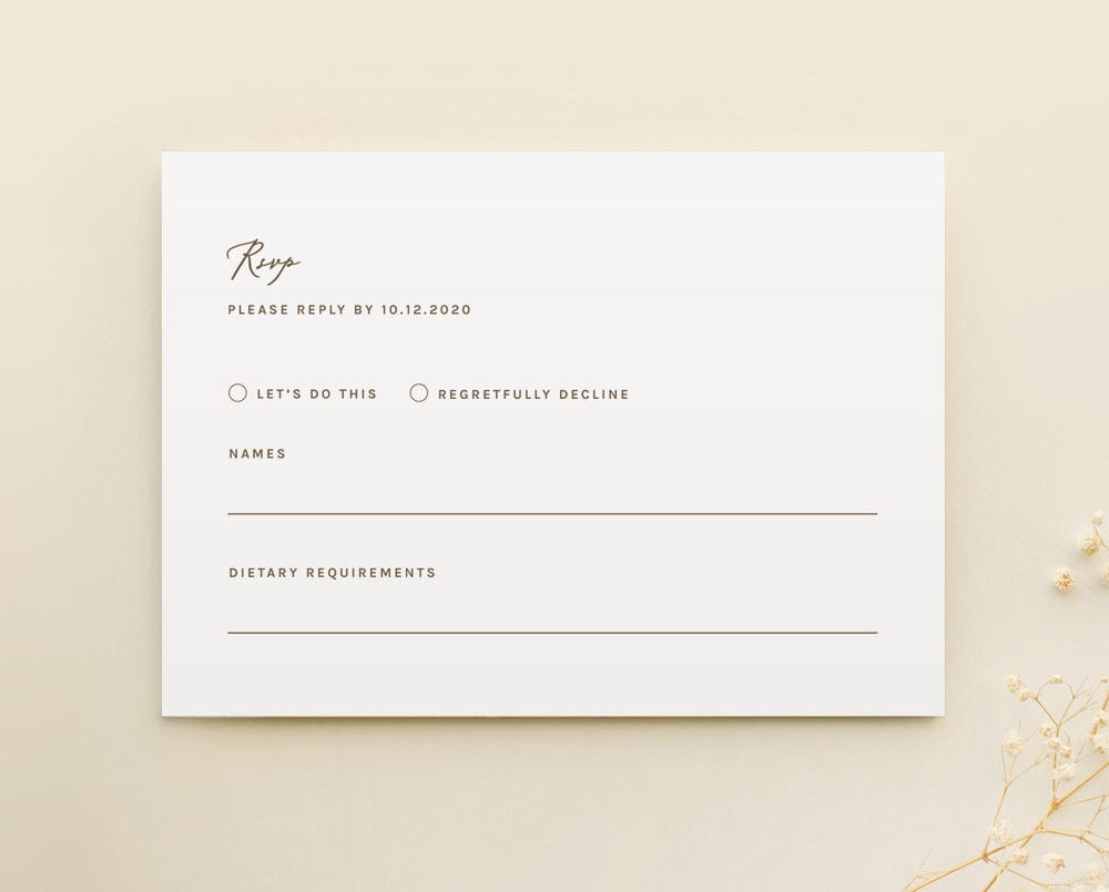 Minimalist Wedding RSVP Card Template