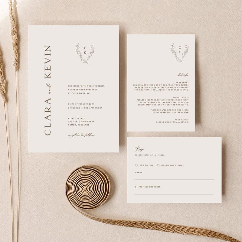 Minimalist Wedding Invitation with RSVP Card