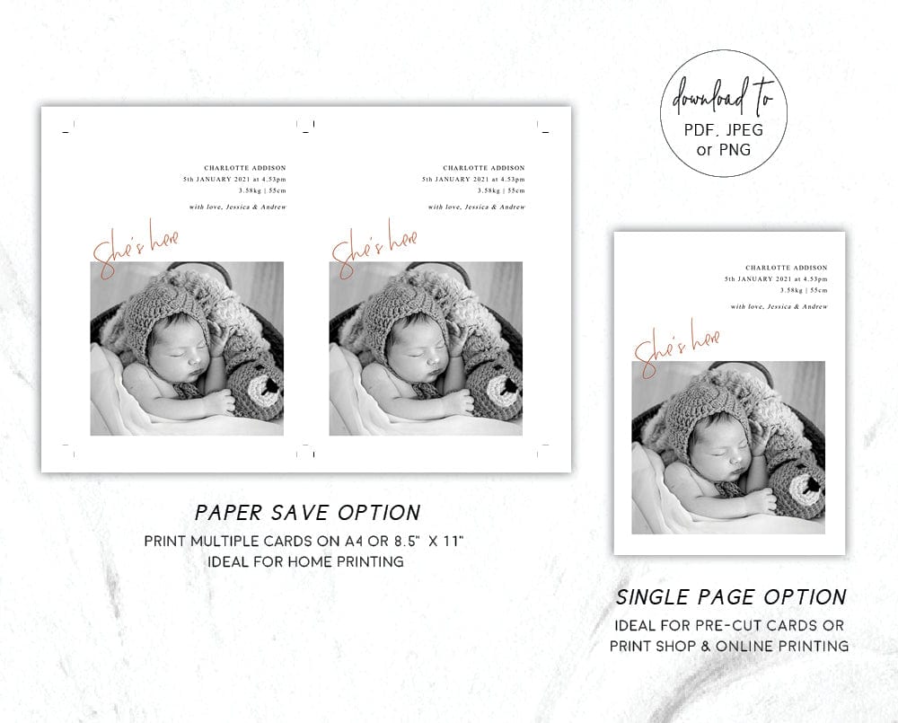 Photo Birth Announcement Card Template