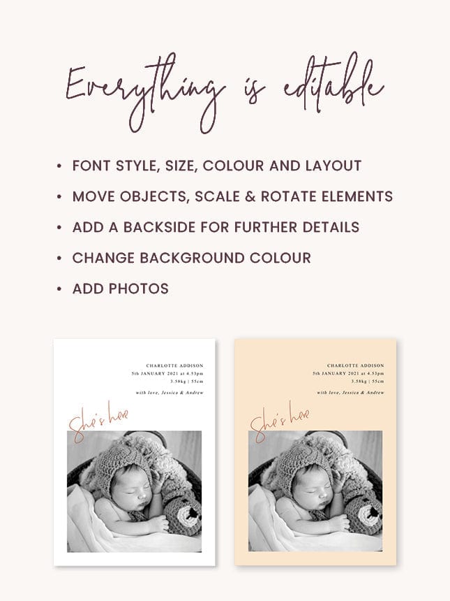 Photo Birth Announcement Card Template