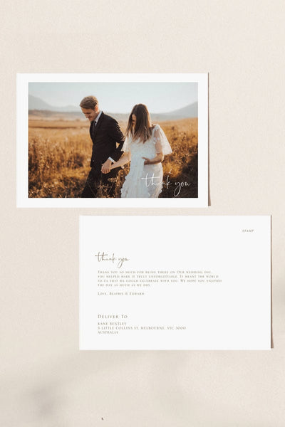 Simple Wedding Thank You Card Template – TimberWink Studio NZ