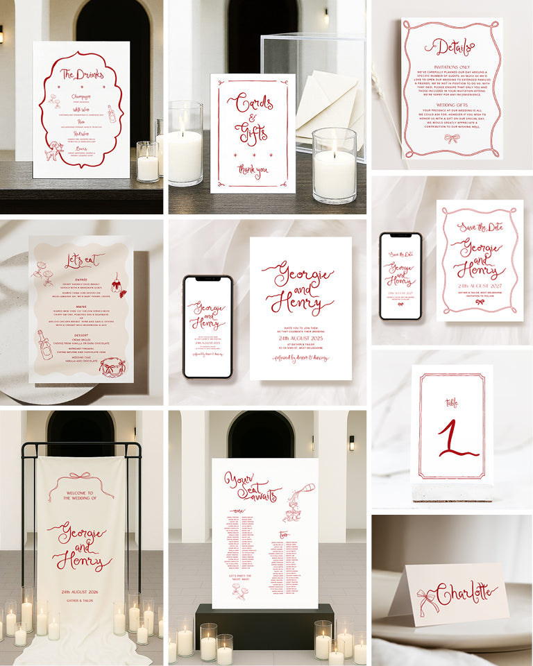 10 Hand Drawn Wedding Invitation & Signage Templates