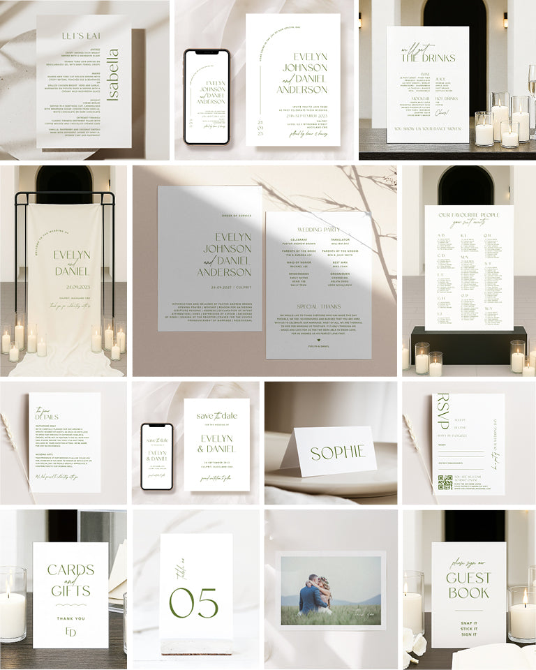 14 Minimal Wedding Invitation & Signage Templates