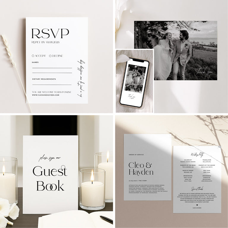 14 Simple Wedding Invitation & Signage Templates