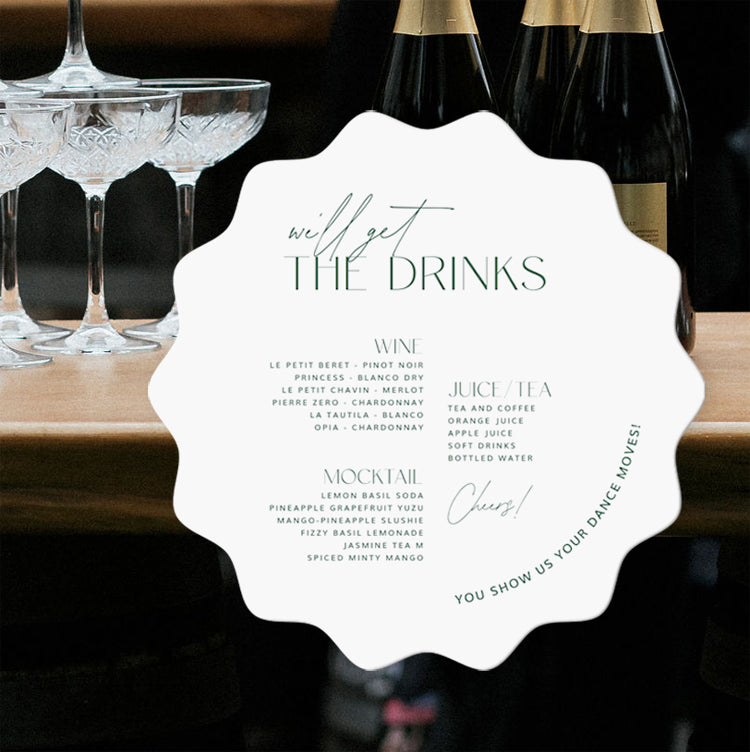 wedding bar menu template