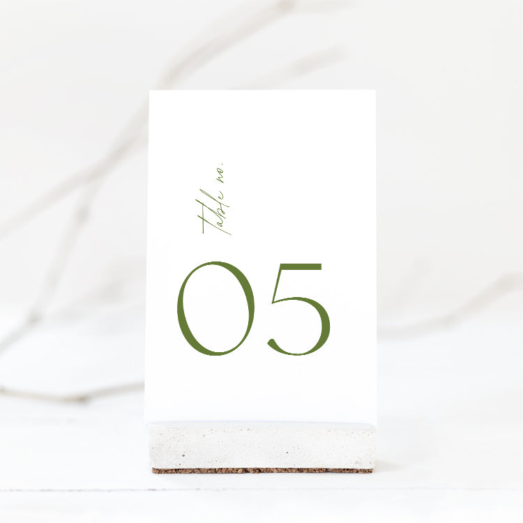 wedding table number card template