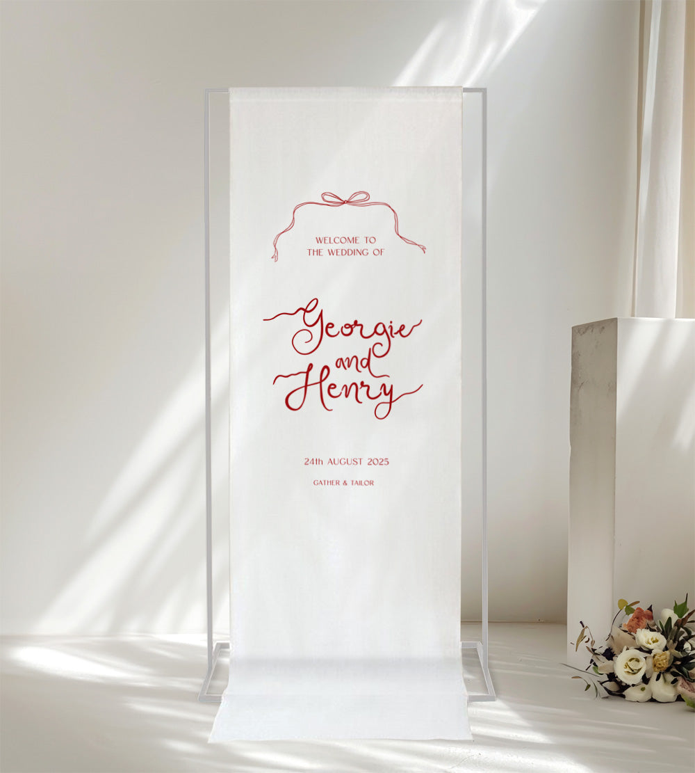 linen wedding welcome sign