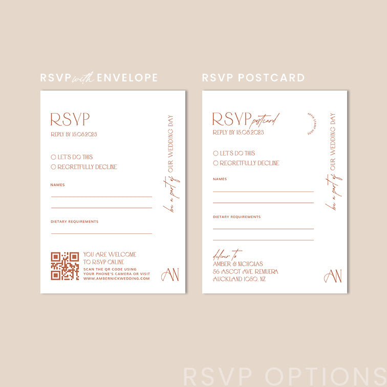 Amber - Wedding Invitation Cards Set of 3