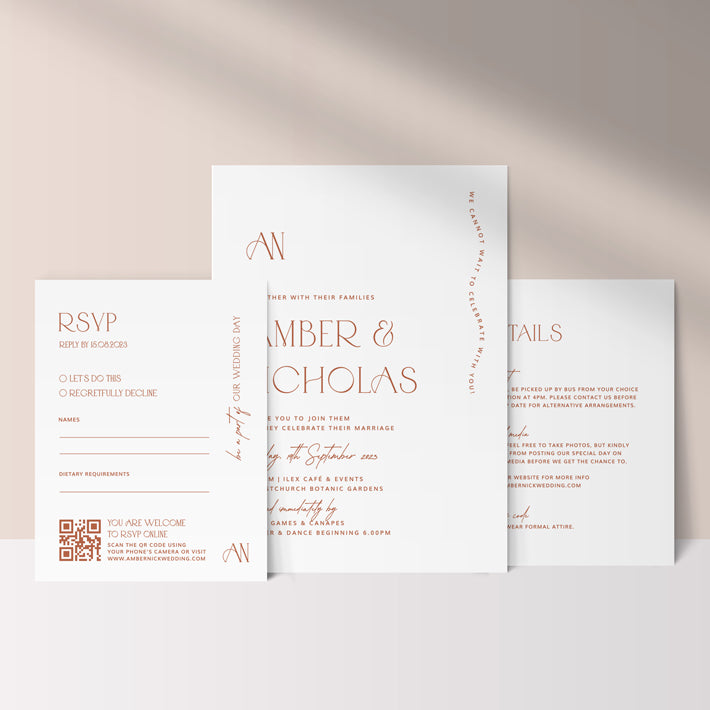 Amber - Wedding Invitation Cards Set of 3