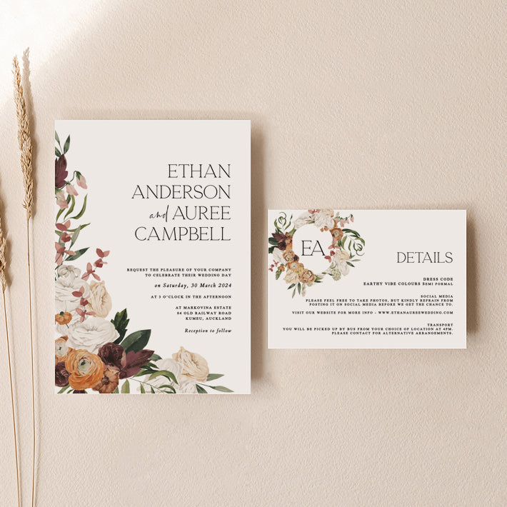 Auree - Wedding Invitation Set of 2 Cards