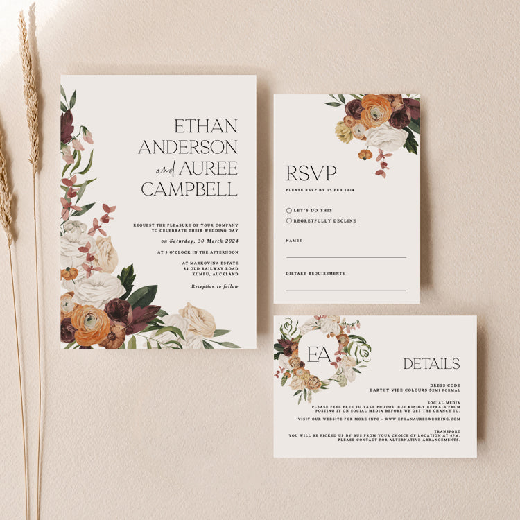 Auree - Wedding Invitation Set of 3 Cards