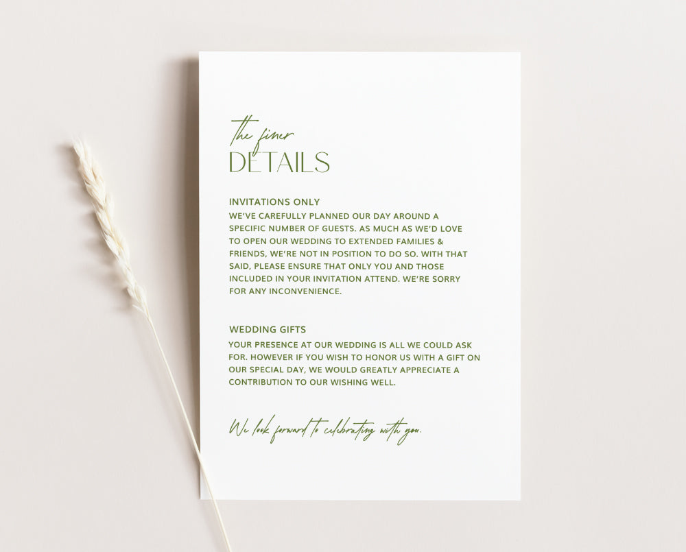 Autumn Wedding Details Card