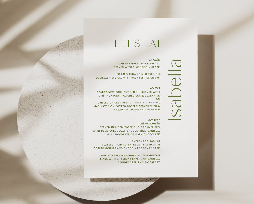 Autumn Wedding Menu Template