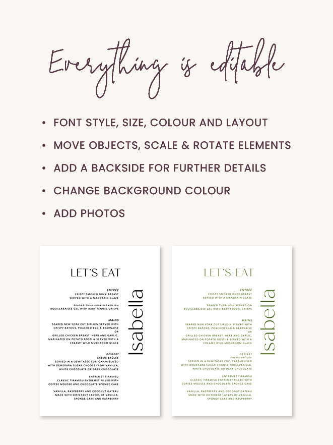 Autumn Wedding Menu Template