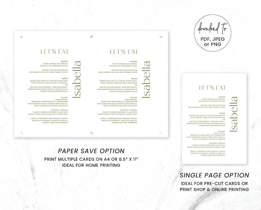 Autumn Wedding Menu Template