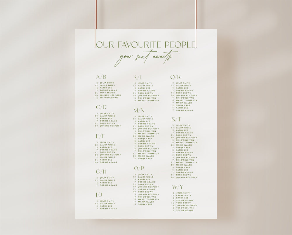 Autumn Wedding Seating Chart Template