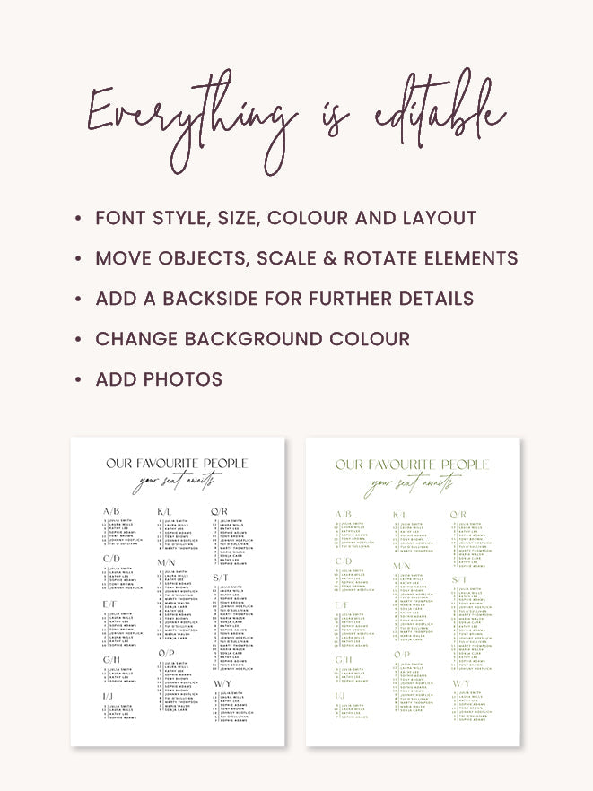 Autumn Wedding Seating Chart Template