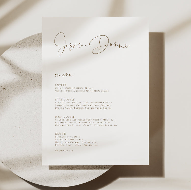 Beatrix - Wedding Menu Cards