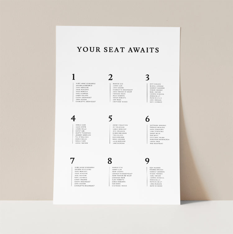 Bella - Wedding Seating Chart