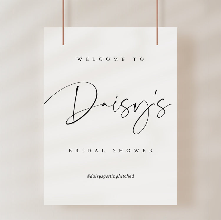 Black and White Bridal Shower Welcome Sign Template