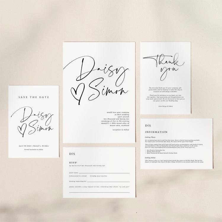 Black and White Wedding Invitation Suite