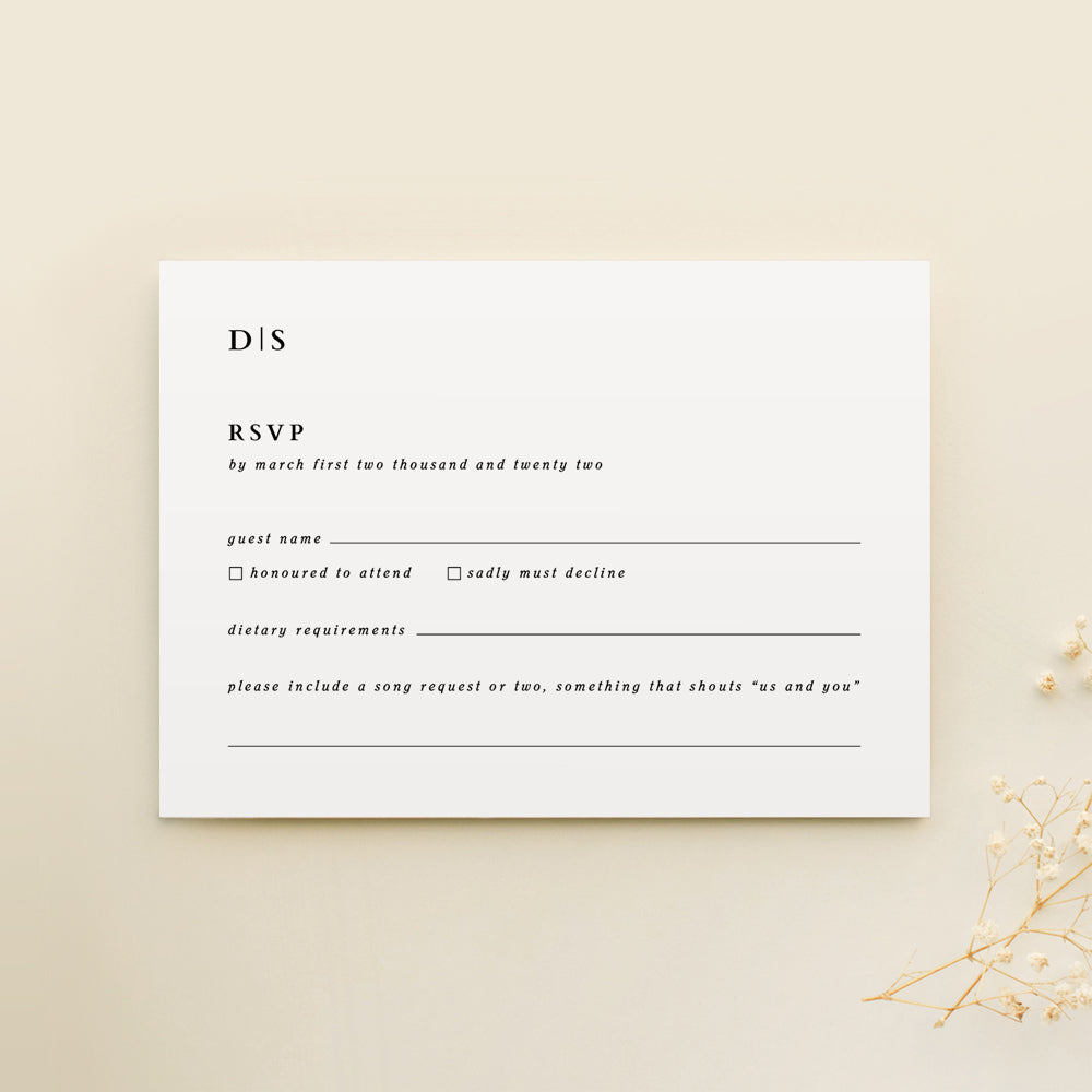 Black and White Wedding RSVP Card